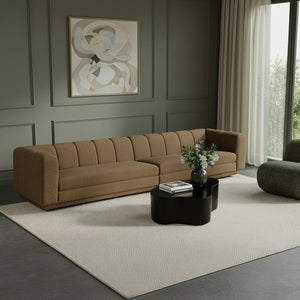Meridian Furniture Modari Chenille Blend Two Piece Modular Sofa with Channel Tufted Back for Living Rooms 143Brown-S2A