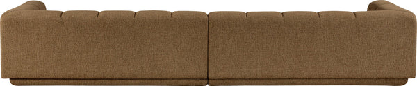 Meridian Furniture Modari Chenille Blend Two Piece Modular Sofa with Channel Tufted Back for Living Rooms 143Brown-S2A