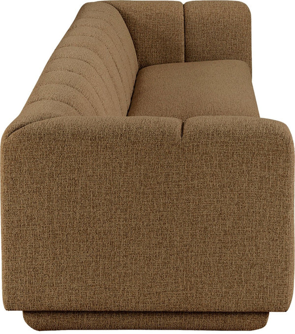 Meridian Furniture Modari Chenille Blend Two Piece Modular Sofa with Channel Tufted Back for Living Rooms 143Brown-S2A