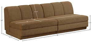 Meridian Furniture Modari Chenille Channel Tufted Modular Sofa Two Piece Sectional for Living Rooms 143Brown-S2B