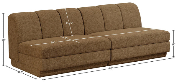 Meridian Furniture Modari Chenille Channel Tufted Modular Sofa Two Piece Sectional for Living Rooms 143Brown-S2B