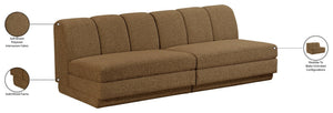 Meridian Furniture Modari Chenille Channel Tufted Modular Sofa Two Piece Sectional for Living Rooms 143Brown-S2B