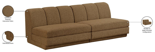 Meridian Furniture Modari Chenille Channel Tufted Modular Sofa Two Piece Sectional for Living Rooms 143Brown-S2B