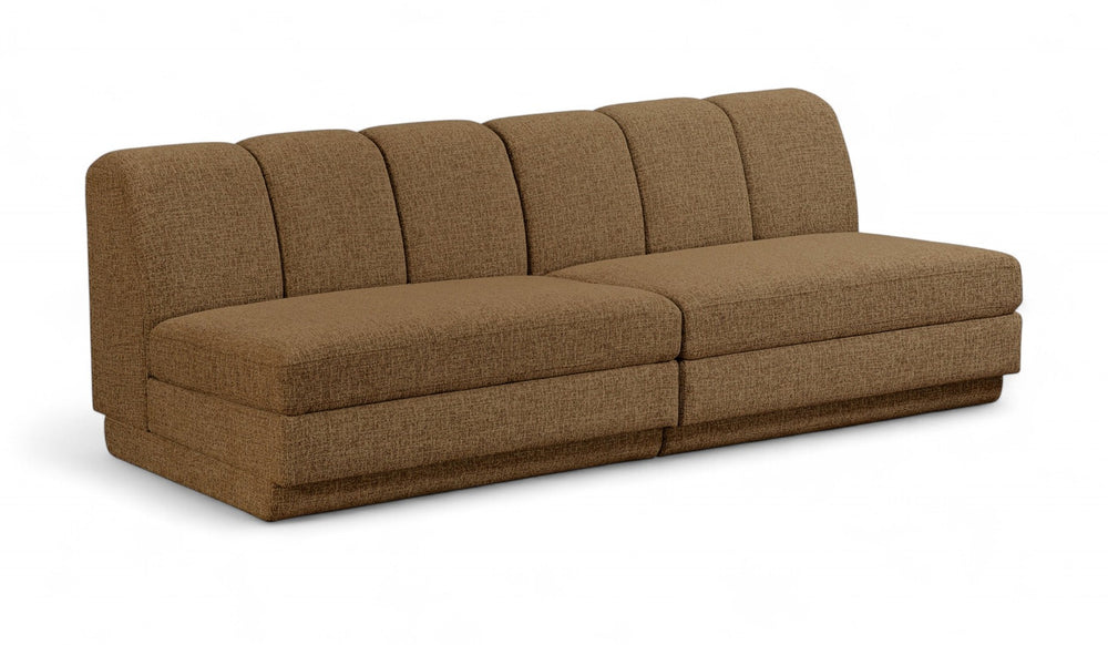 Meridian Furniture Modari Chenille Channel Tufted Modular Sofa Two Piece Sectional for Living Rooms 143Brown-S2B