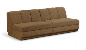 Meridian Furniture Modari Chenille Channel Tufted Modular Sofa Two Piece Sectional for Living Rooms 143Brown-S2B