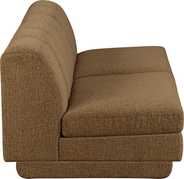 Meridian Furniture Modari Chenille Channel Tufted Modular Sofa Two Piece Sectional for Living Rooms 143Brown-S2B