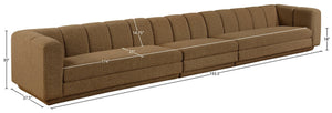 Meridian Furniture Modari Channel Tufted Chenille Modular Sofa Three Piece Set for Contemporary Living 143Brown-S3A