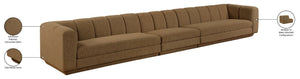 Meridian Furniture Modari Channel Tufted Chenille Modular Sofa Three Piece Set for Contemporary Living 143Brown-S3A