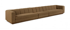Meridian Furniture Modari Channel Tufted Chenille Modular Sofa Three Piece Set for Contemporary Living 143Brown-S3A