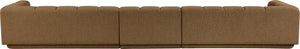 Meridian Furniture Modari Channel Tufted Chenille Modular Sofa Three Piece Set for Contemporary Living 143Brown-S3A