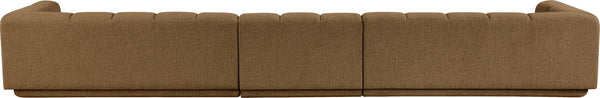 Meridian Furniture Modari Channel Tufted Chenille Modular Sofa Three Piece Set for Contemporary Living 143Brown-S3A