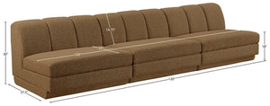 Meridian Furniture Modari Channel Tufted Chenille Modular Sofa Three Piece Living Room Seating 143Brown-S3B