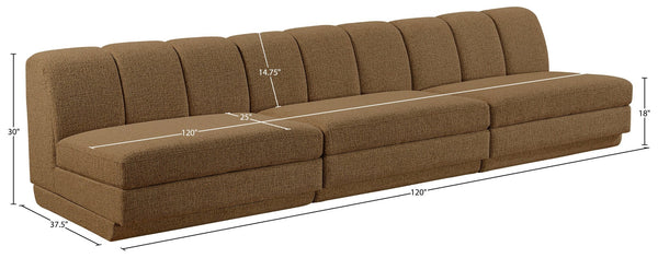 Meridian Furniture Modari Channel Tufted Chenille Modular Sofa Three Piece Living Room Seating 143Brown-S3B