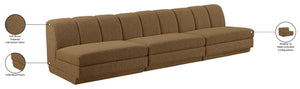 Meridian Furniture Modari Channel Tufted Chenille Modular Sofa Three Piece Living Room Seating 143Brown-S3B