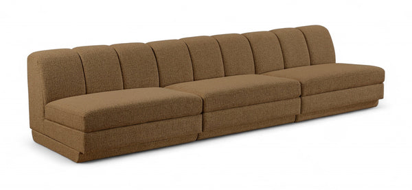 Meridian Furniture Modari Channel Tufted Chenille Modular Sofa Three Piece Living Room Seating 143Brown-S3B