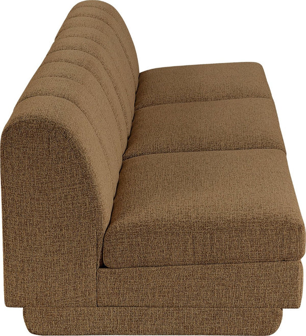 Meridian Furniture Modari Channel Tufted Chenille Modular Sofa Three Piece Living Room Seating 143Brown-S3B