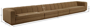 Meridian Furniture Modari Chenille Modular Sofa Four Piece Sectional with Channel Tufting for Living Rooms 143Brown-S4A