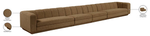 Meridian Furniture Modari Chenille Modular Sofa Four Piece Sectional with Channel Tufting for Living Rooms 143Brown-S4A