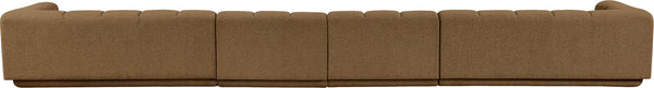 Meridian Furniture Modari Chenille Modular Sofa Four Piece Sectional with Channel Tufting for Living Rooms 143Brown-S4A