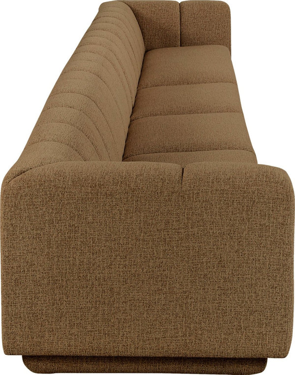 Meridian Furniture Modari Chenille Modular Sofa Four Piece Sectional with Channel Tufting for Living Rooms 143Brown-S4A