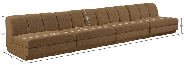 Meridian Furniture Modari Four Piece Modular Sofa Chenille Polyester Channel Tufted Living Room 143Brown-S4B