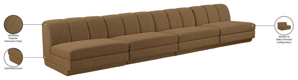 Meridian Furniture Modari Four Piece Modular Sofa Chenille Polyester Channel Tufted Living Room 143Brown-S4B