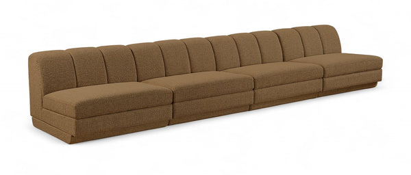 Meridian Furniture Modari Four Piece Modular Sofa Chenille Polyester Channel Tufted Living Room 143Brown-S4B