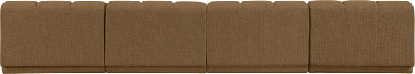 Meridian Furniture Modari Four Piece Modular Sofa Chenille Polyester Channel Tufted Living Room 143Brown-S4B