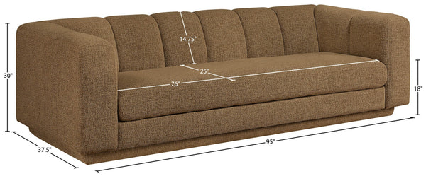 Meridian Furniture Modari Channel Tufted Chenille Sofa with Solid Wood Frame for Modern Living Room Comfort Brown 143Brown-S