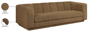 Meridian Furniture Modari Channel Tufted Chenille Sofa with Solid Wood Frame for Modern Living Room Comfort Brown 143Brown-S
