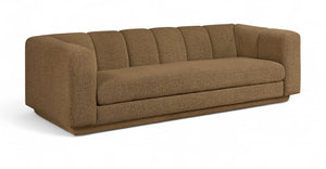 Meridian Furniture Modari Channel Tufted Chenille Sofa with Solid Wood Frame for Modern Living Room Comfort Brown 143Brown-S