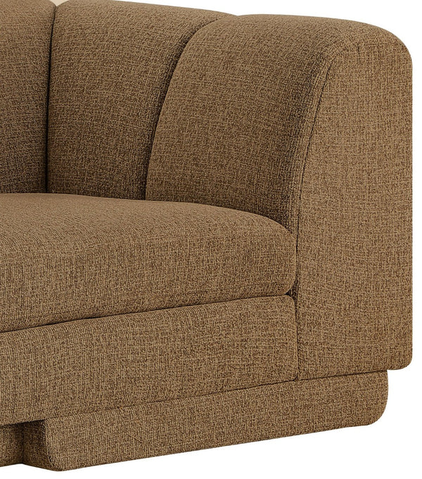 Meridian Furniture Modari Channel Tufted Chenille Sofa with Solid Wood Frame for Modern Living Room Comfort Brown 143Brown-S