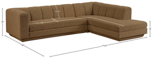 Meridian Furniture Modari Channel Tufted Chenille Modular Sectional for Modern Living Rooms 143Brown-Sec2B