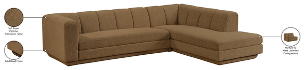 Meridian Furniture Modari Channel Tufted Chenille Modular Sectional for Modern Living Rooms 143Brown-Sec2B