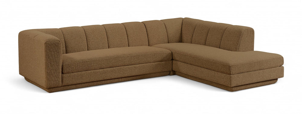 Meridian Furniture Modari Channel Tufted Chenille Modular Sectional for Modern Living Rooms 143Brown-Sec2B