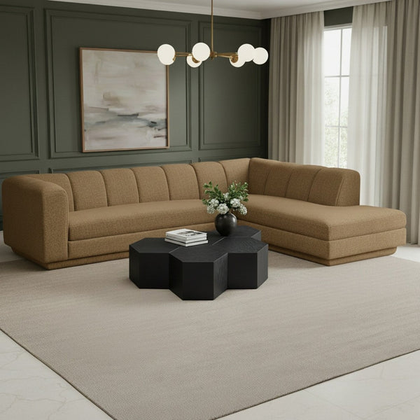 Meridian Furniture Modari Channel Tufted Chenille Modular Sectional for Modern Living Rooms 143Brown-Sec2B