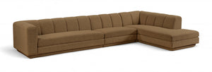 Meridian Furniture Modari Channel Tufted Chenille Blend Three Piece Modular Sectional for Great Rooms 143Brown-Sec3A