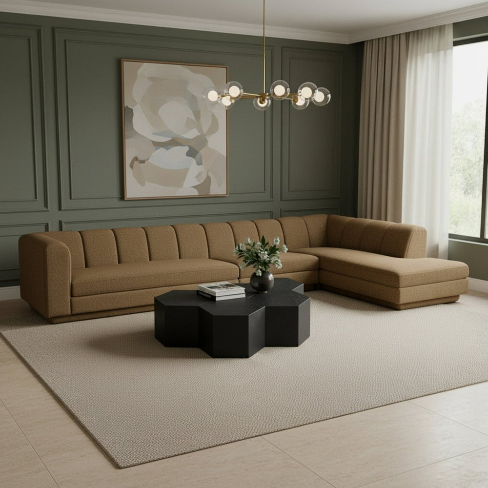 Meridian Furniture Modari Channel Tufted Chenille Blend Three Piece Modular Sectional for Great Rooms 143Brown-Sec3A