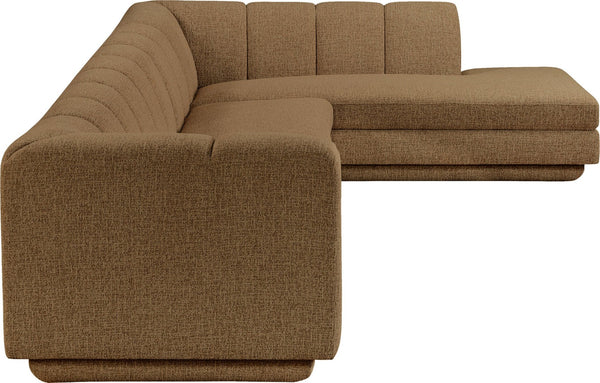 Meridian Furniture Modari Channel Tufted Chenille Blend Three Piece Modular Sectional for Great Rooms 143Brown-Sec3A
