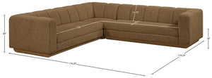 Meridian Furniture Modari Chenille Modular Sectional with Channel Tufting for Open Living Spaces 143Brown-Sec3B