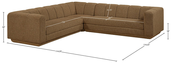Meridian Furniture Modari Chenille Modular Sectional with Channel Tufting for Open Living Spaces 143Brown-Sec3B