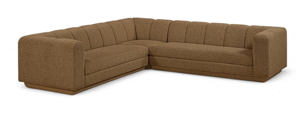 Meridian Furniture Modari Chenille Modular Sectional with Channel Tufting for Open Living Spaces 143Brown-Sec3B
