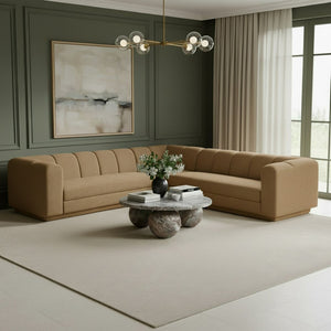 Meridian Furniture Modari Chenille Modular Sectional with Channel Tufting for Open Living Spaces 143Brown-Sec3B