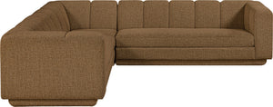 Meridian Furniture Modari Chenille Modular Sectional with Channel Tufting for Open Living Spaces 143Brown-Sec3B