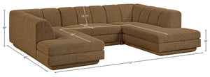Meridian Furniture Modari Channel Tufted Chenille Modular Sectional Sofa for Contemporary Living Rooms 143Brown-Sec3C