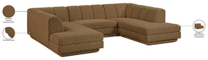 Meridian Furniture Modari Channel Tufted Chenille Modular Sectional Sofa for Contemporary Living Rooms 143Brown-Sec3C