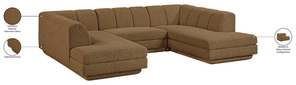 Meridian Furniture Modari Channel Tufted Chenille Modular Sectional Sofa for Contemporary Living Rooms 143Brown-Sec3C