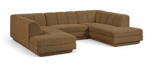 Meridian Furniture Modari Channel Tufted Chenille Modular Sectional Sofa for Contemporary Living Rooms 143Brown-Sec3C