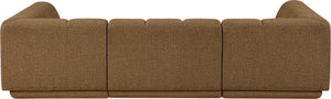 Meridian Furniture Modari Channel Tufted Chenille Modular Sectional Sofa for Contemporary Living Rooms 143Brown-Sec3C