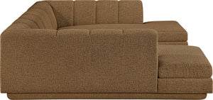 Meridian Furniture Modari Channel Tufted Chenille Modular Sectional Sofa for Contemporary Living Rooms 143Brown-Sec3C